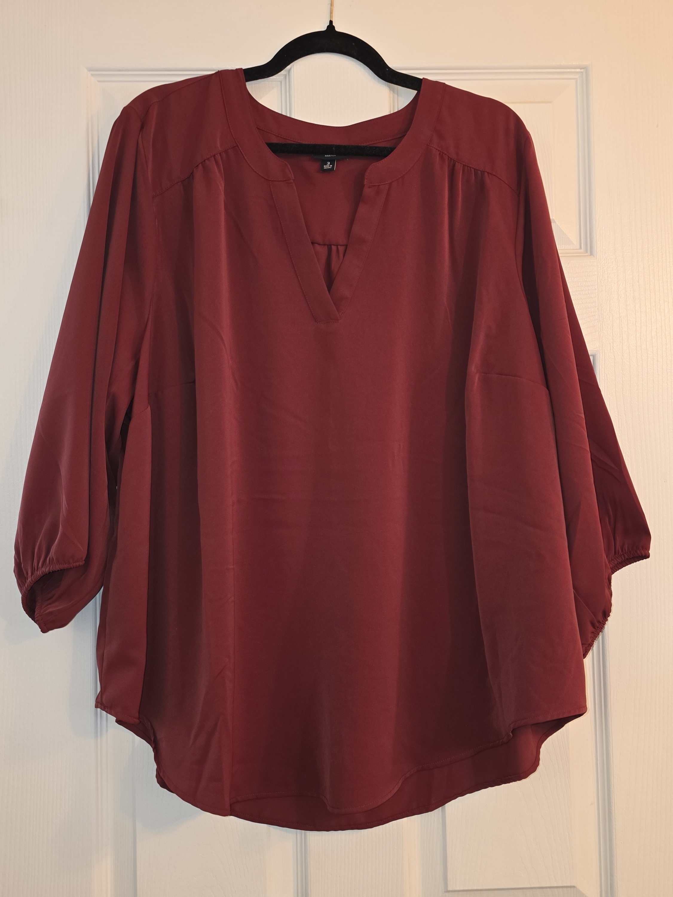 Torrid Burgundy Split Neck Blouse | Size 3 | Short Sleeve